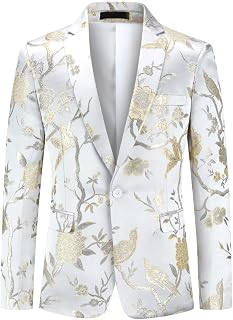 Cloudstyle Mens Embroidery Tux Dress Suit Jacket Formal Print Prom Blazer Dinner Sport Coat