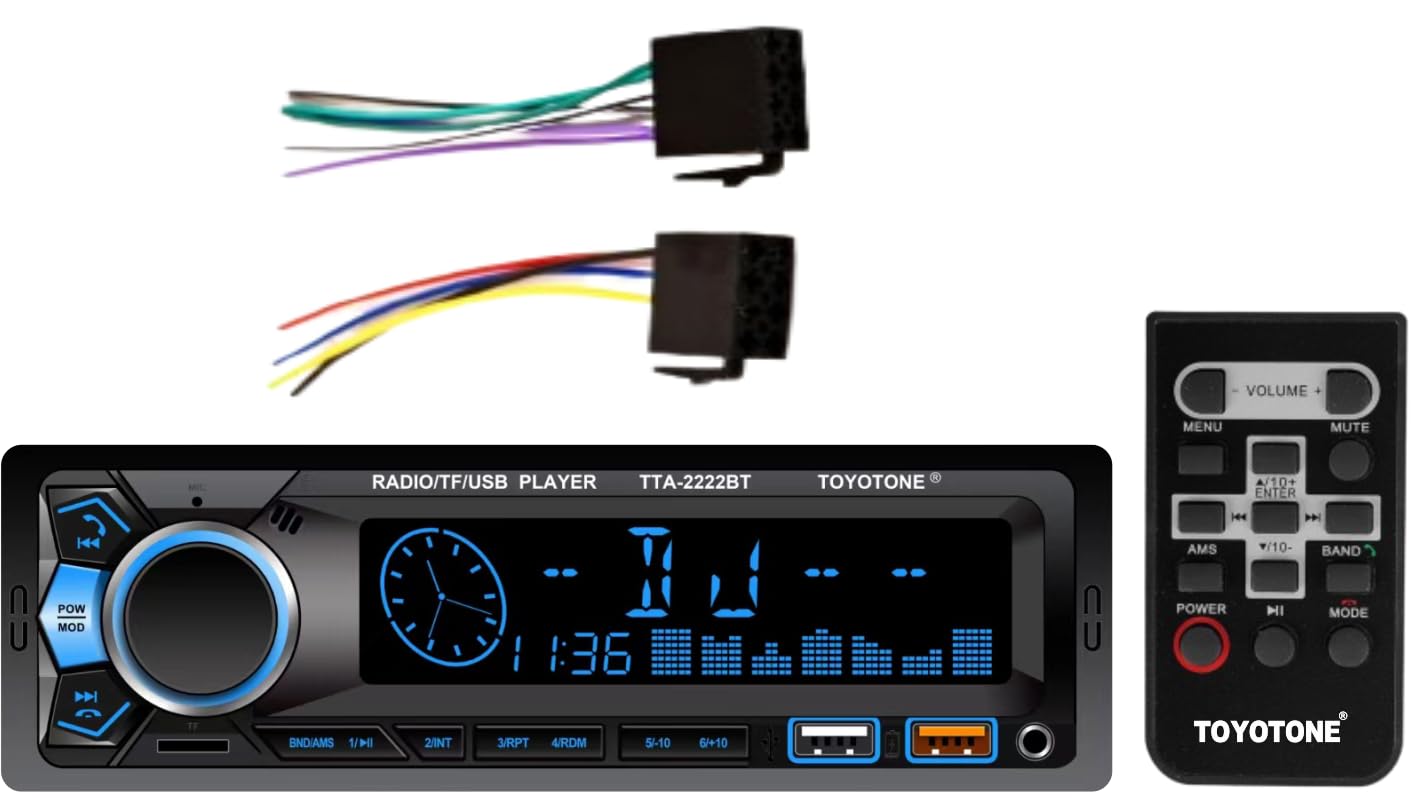 TOYOTONE TTA-2222BT Universal Fit Single Din Car Stereo MP3 Music System with Remote, Bluetooth, One Touch to Receive Call (FM/AUX/USB/TF), Dual USB Ports (Music & Charging) SD Card Slot (B0DCBSPYS1) Amazon Price History, Amazon Price Tracker