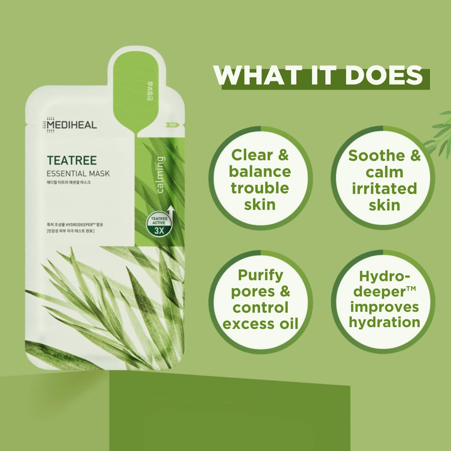 MEDIHEAL Teatree Care Solution Essential Mask, Pack of 10 Cotton Facial Sheet Mask with Tea Tree Oil and Cica Extracts, Moisturizing Facial Sheet Masks with Soothing Sensitive Skin and Sebum Control 5 61WILV1U8eL. AC SL1500