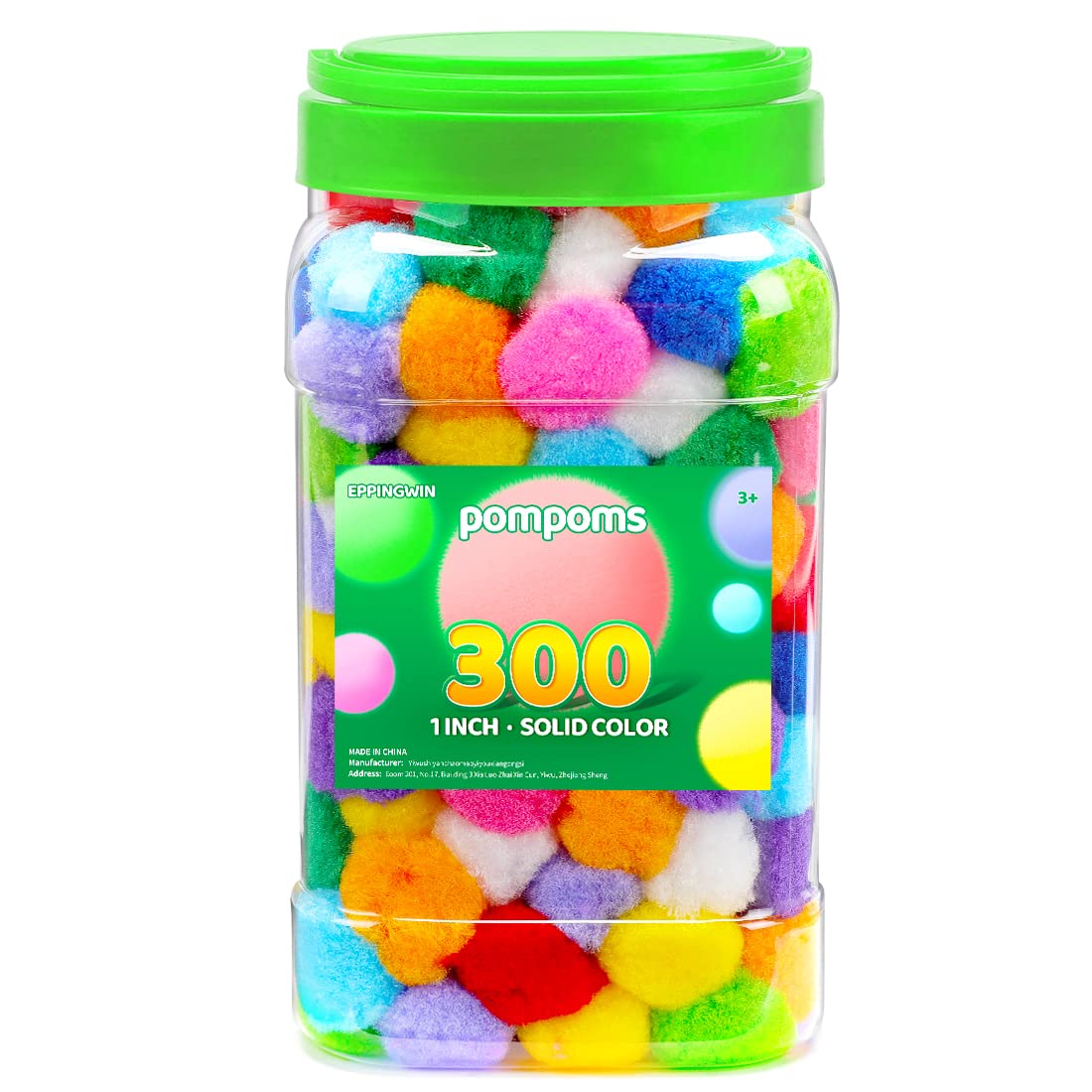 Eppingwin300pcs 1 Inch Multi-Colored Pom Poms, Soft Pom poms for Crafts, Pom Pom Balls, Pom Poms for Arts & Crafts DIY Projects(Multi Color)