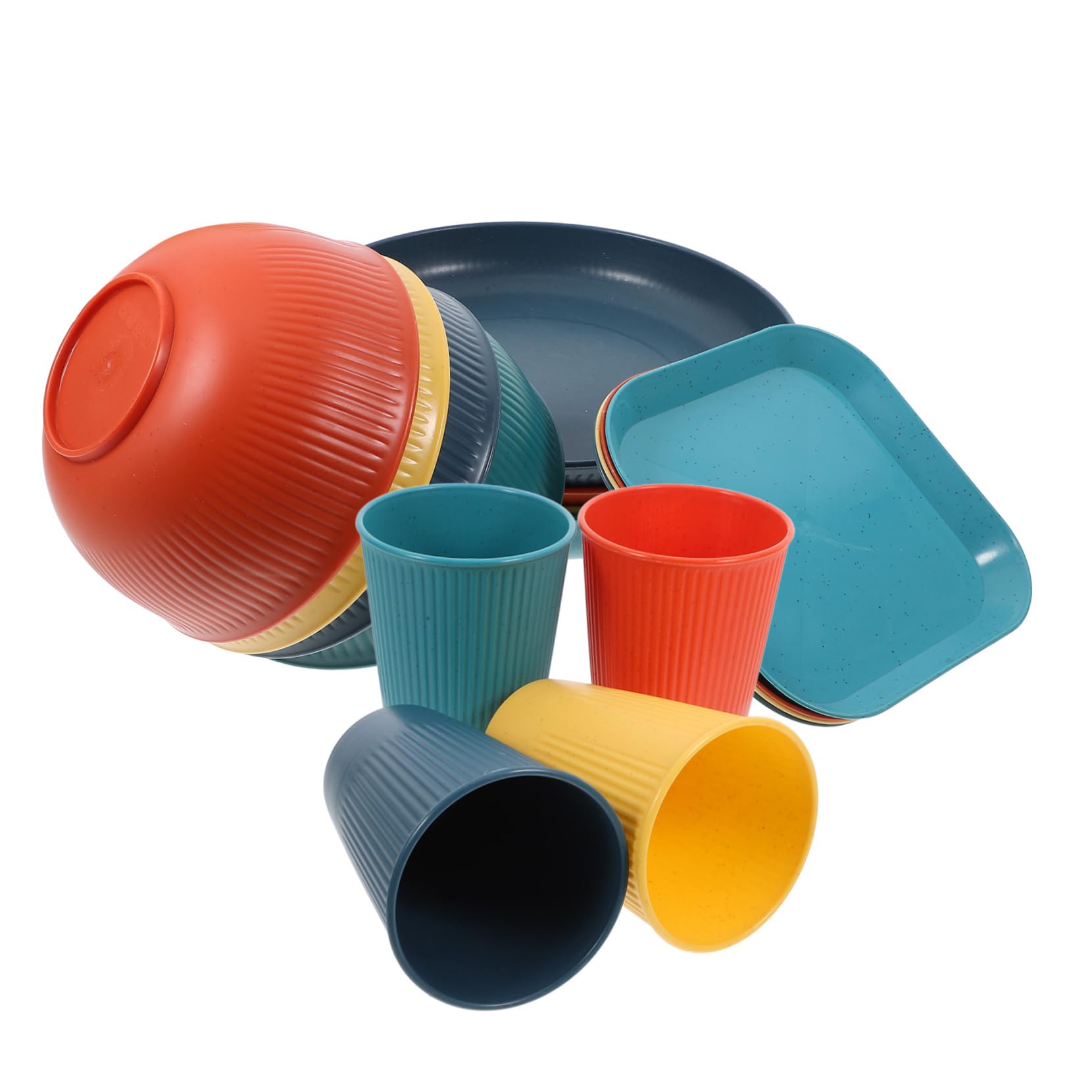 Unomor 1 Set Set Unbreakable Dinnerware Set Camping Plates Bowls Cups for Outdoor Dining and Parties Stylish Resistant to Cracks for Four People