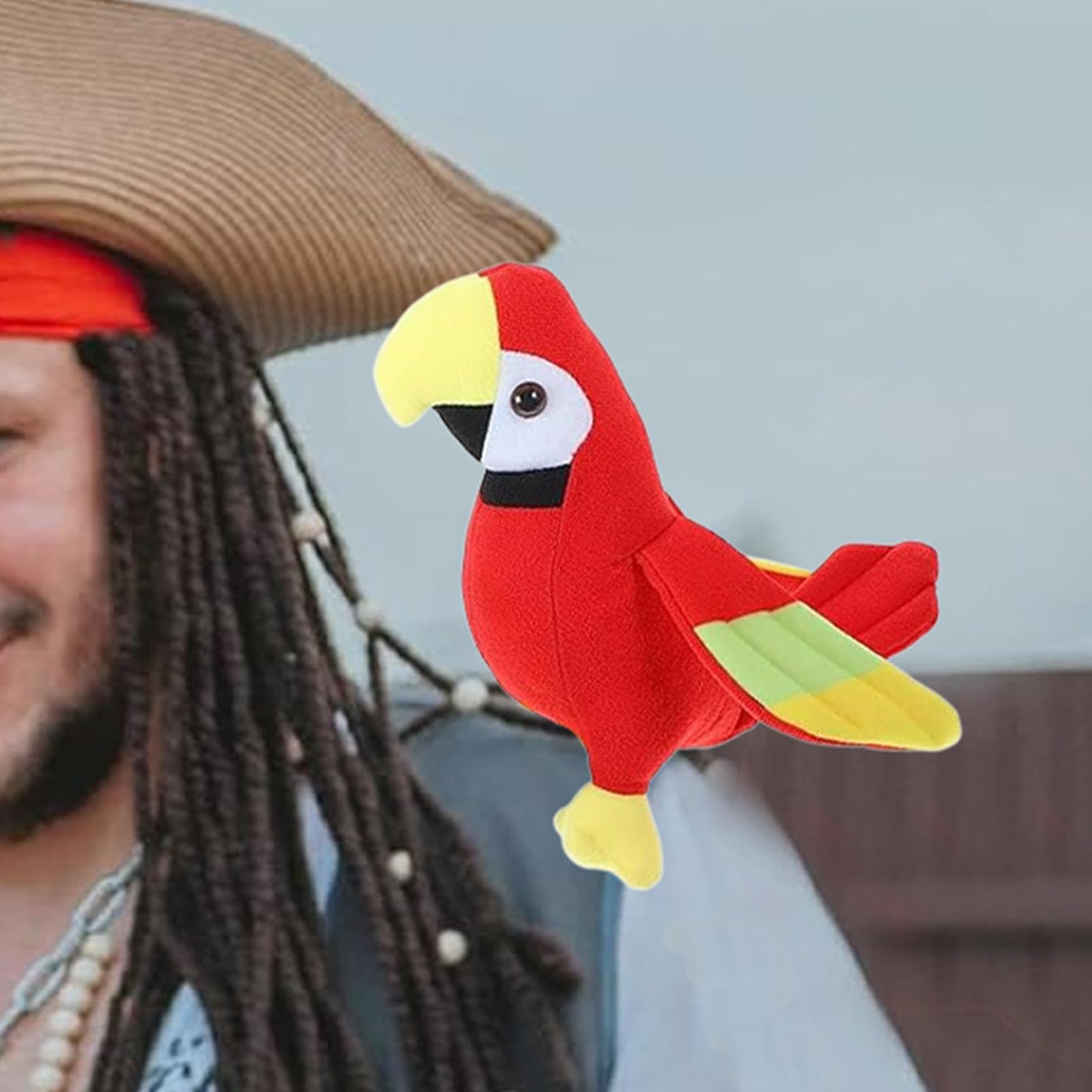 Perroquet Pirate En Peluche Pour épaule - Réaliste, 20 Cm - Accessoire Costume Halloween, Fête Thème Pirate