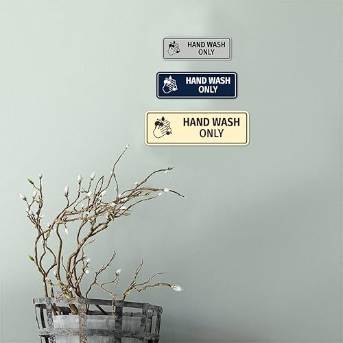 Vista 4 de Letrero estándar de lavado a mano solo (burbujas) (negro) - pequeño