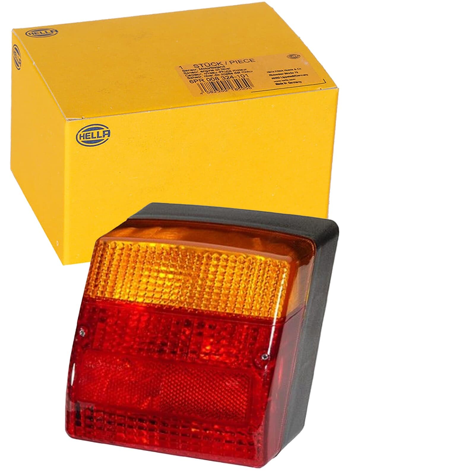 HELLA Rückleuchte - Glühlampe - 12V - Anbau/geschraubt - ECE/ADR/GGVS/nicht SAE - Lichtscheibenfarbe: rot/gelb - Stecker: Rundstecker - rechts - Menge: 1-2SD 996 030-021 | 2SD 996 030-021, Heckleuchte