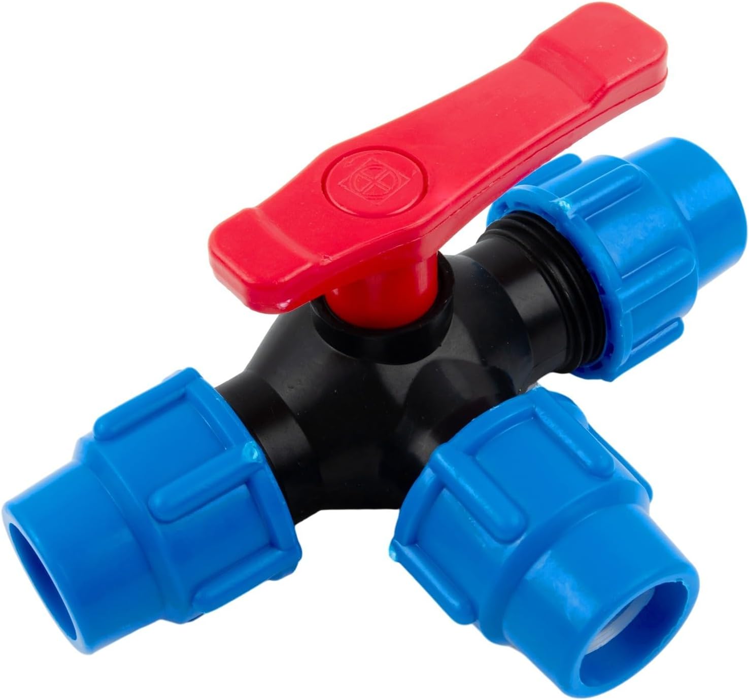 PE 3-Way Ball Valve for PE Pipe Systems with 20mm 25mm 32mm 40mm 50mm Outer Diameter Hose Connection (25mm)