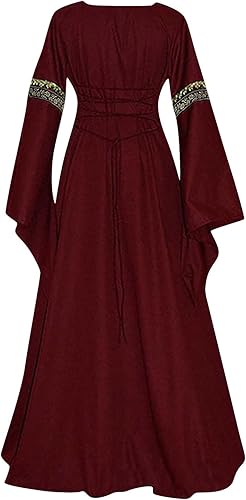 Miniatura 4 de Vestido gótico de Halloween para mujer, sexy, de moda, manga acampanada, talla grande, elegante, cóctel, fiesta, disfraz renacentista