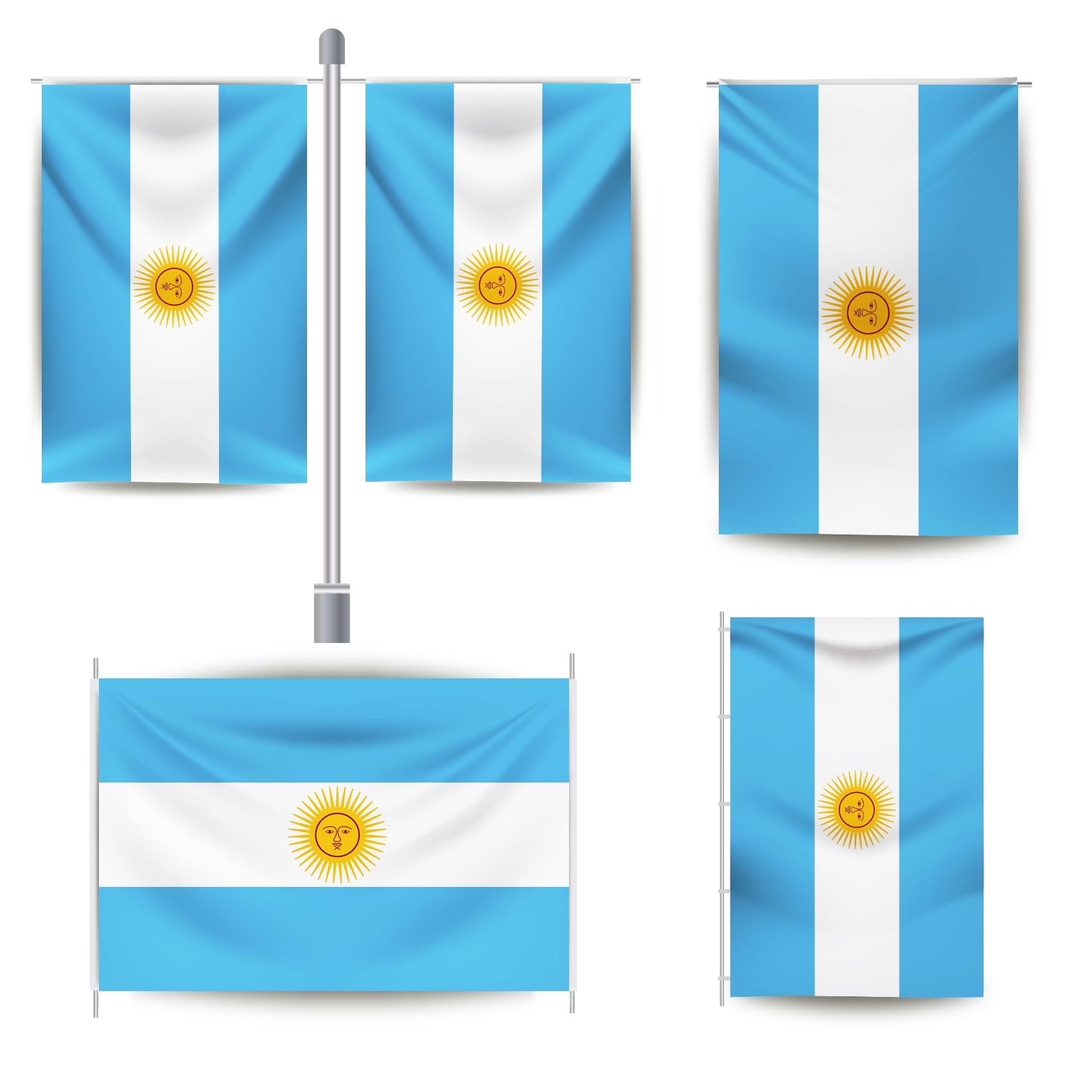 Argentinien Flagge 3x5 Fuß – 100% Polyester, Doppelt Genäht, Mit Messingösen, 91x152 Cm