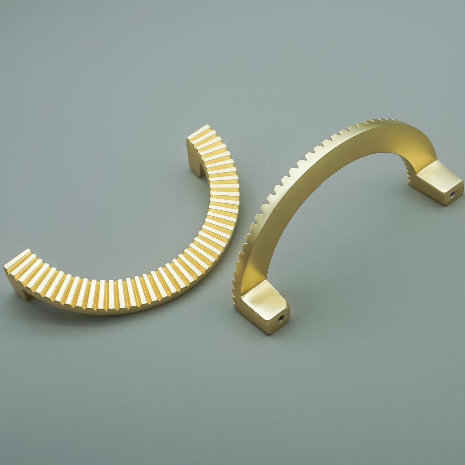 5" Unique Half Moon Drawer Pull Handles Brushed Brass Cabinet Pull Handle for Kitchen Hardware Deco (1, 5" Hole to Hole)