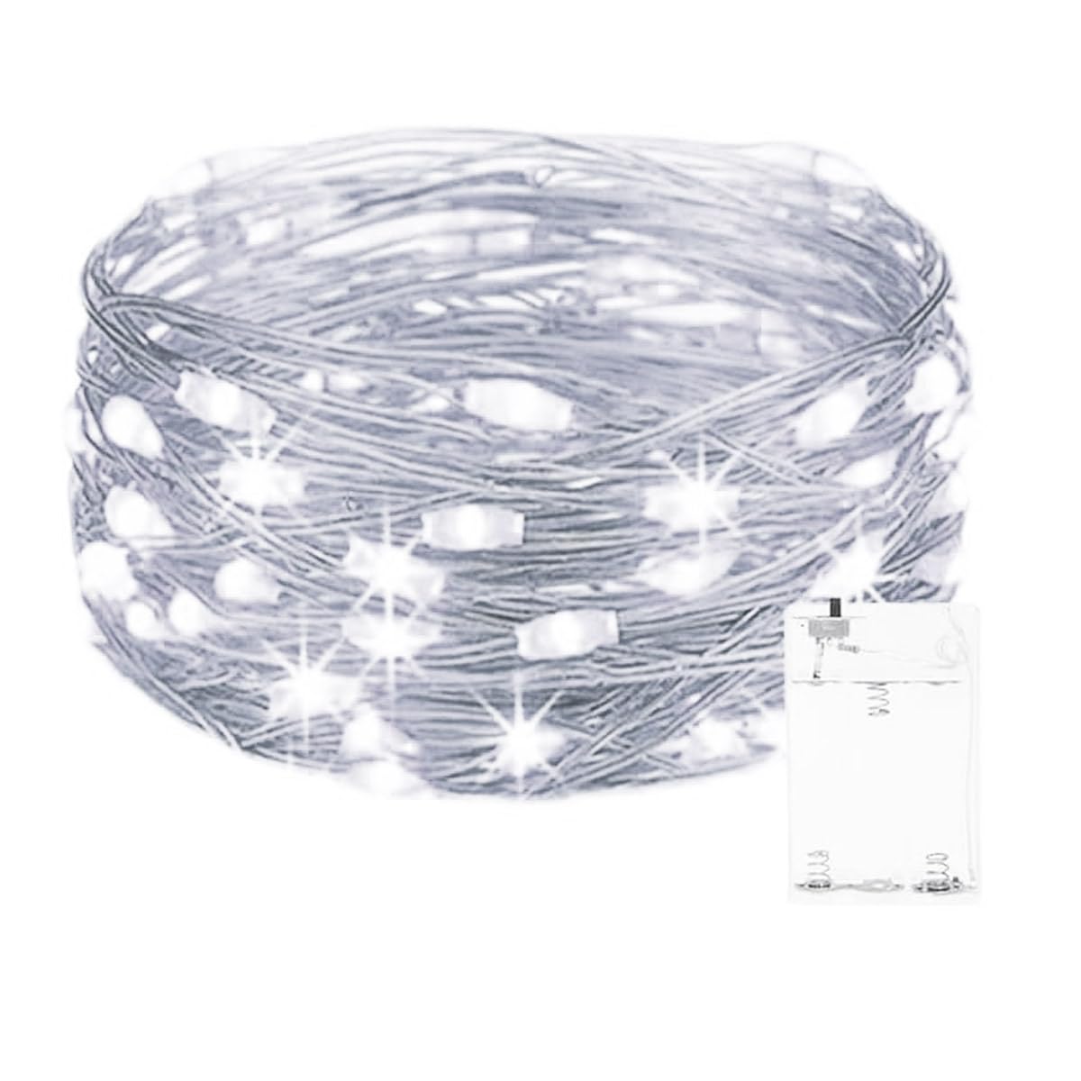 SOCO1 Pack Fairy Lights Battery Operated, 5M 50 Led Mason Jar Lights, Waterproof Firefly Lights, Cool White (Cool White)