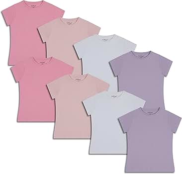 Amazon.com: Pink Angel Girls' 8-Pack Cotton T-Shirts – Crew Neck