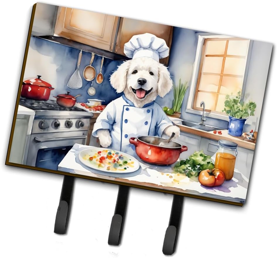 Caroline's Treasures Saint Bernard The Chef Leash or Key Holder Wall Hooks, Key Hooks Holder, Coat Rack Wall Mount, Coat Hooks, Hooks for Hanging Keys, Towels, Aprons, Leashes