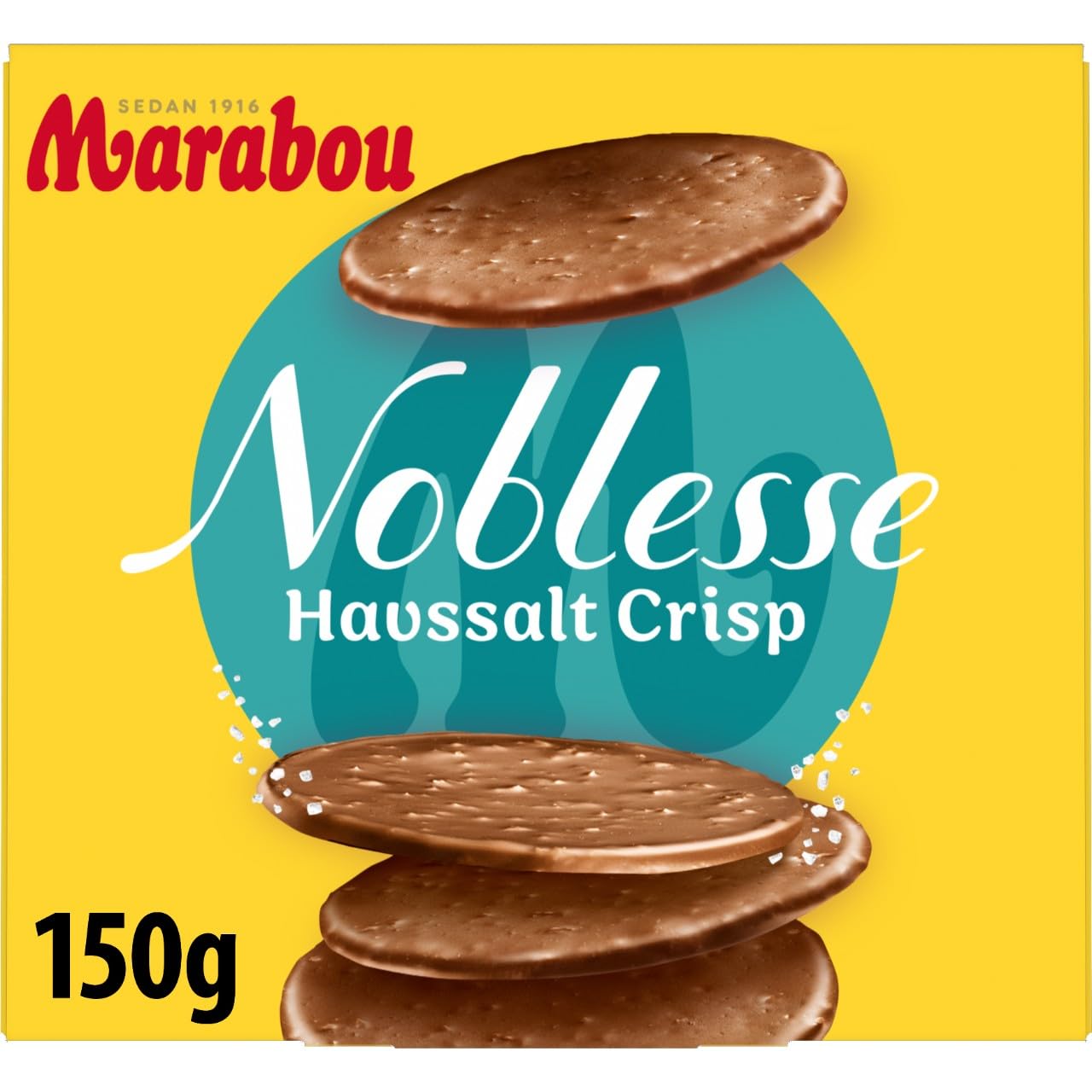 Marabou Noblesse Sea Salt – zarte Marabou Schokolade trifft auf Knuspermais – Perfekt auch zum Dekorieren von Kuchen und Torten, 12 x 150 g