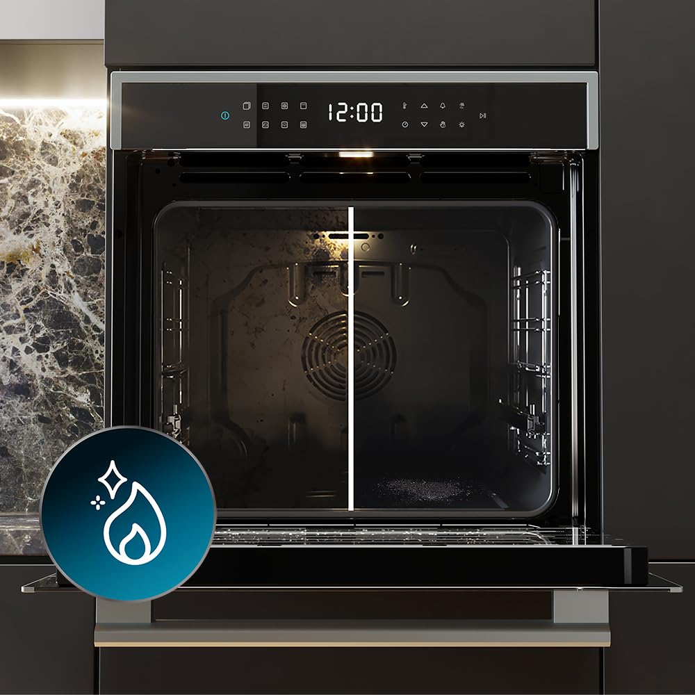Cecotec Wbudowany piekarnik Pirolityczny 60cm Bolero Hexa P506000 Edge A+. 3400W, pojemność 81L, 11 funkcji z Airfryer Master, Pizza Master, 3D Cooking, Steam Base X2, Piroliza