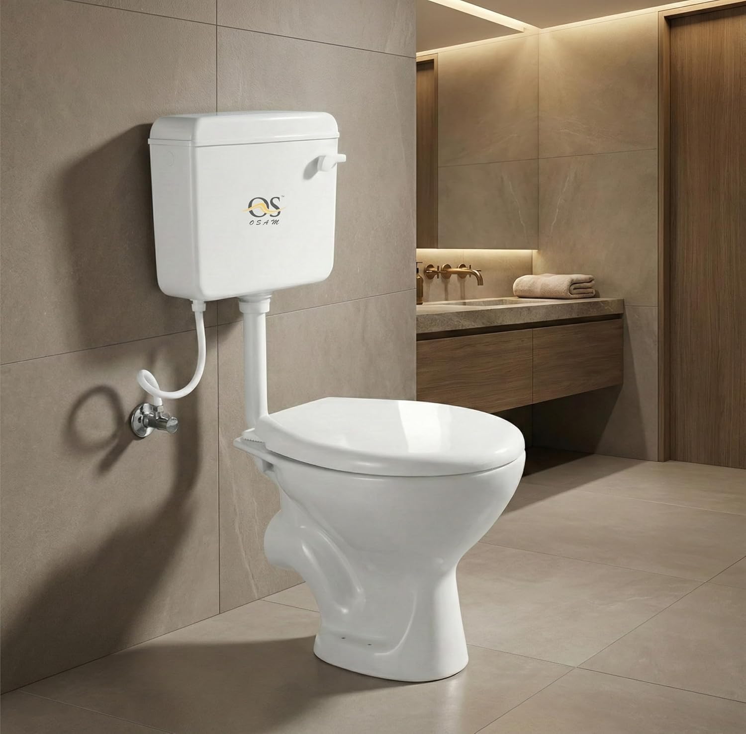 SEA SHORE P-Trap Ceramic One Piece Western Toilet Commode with Seat Cover | Modern One-Piece Design | White Finish | Floor Mounted P-Trap Toilet (White Commode)