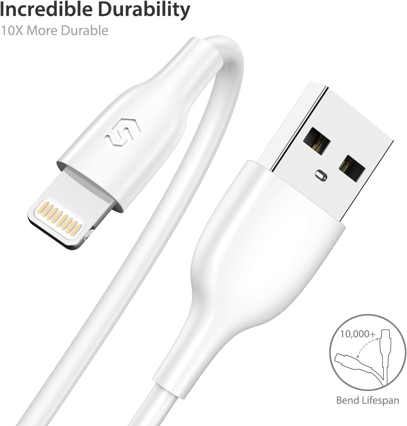Syncwire iPhone Charger Lightning Cable - 3.3Ft [Apple Mfi Certified] Fast Charging & Syncing Apple Charger Cord for iPhone 11 XS Max XR X 8 Plus 7 Plus 6S 6 Plus Se 5, iPad iPod - White