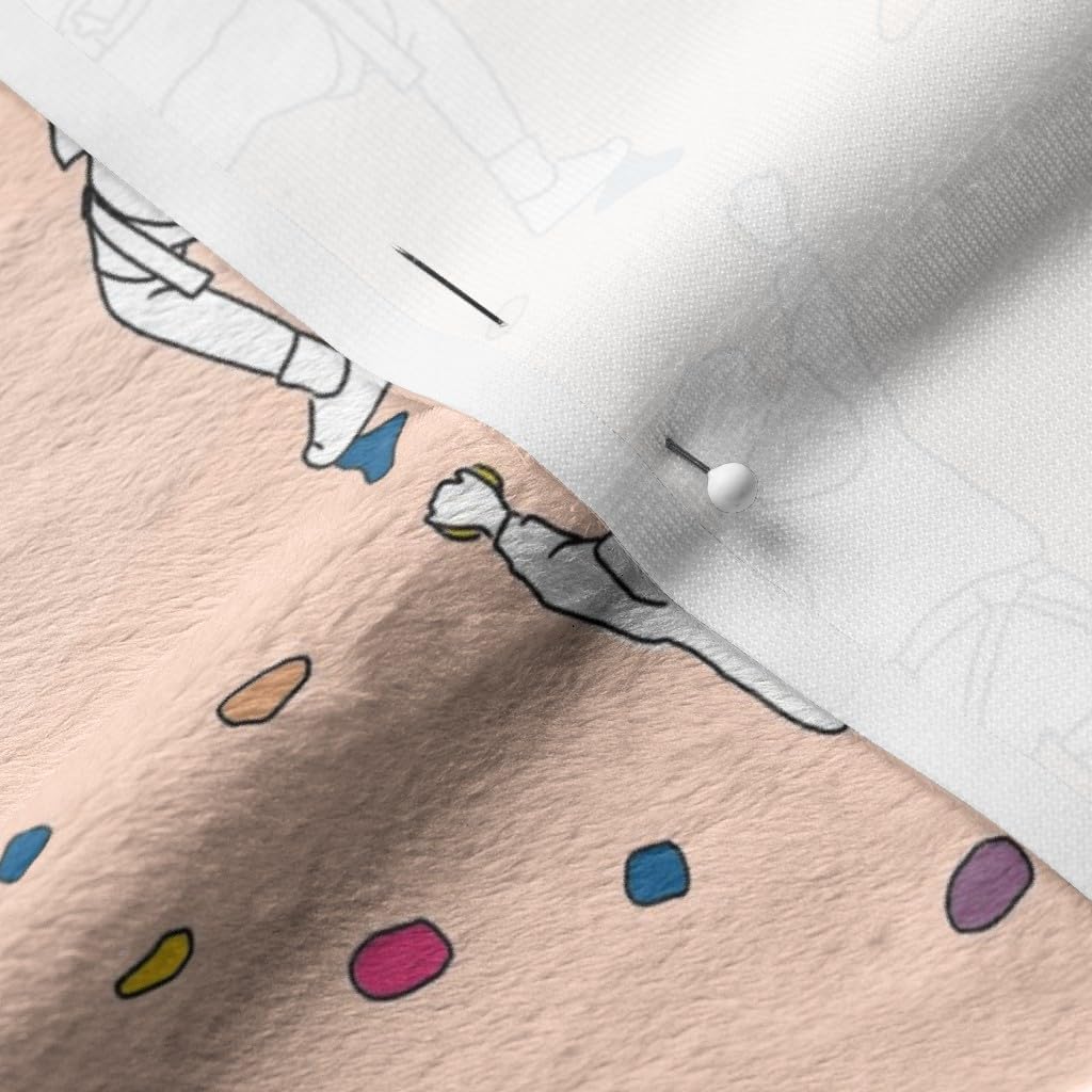 Spoonflower Fabric - Rock Climbers Pale Pink Climbing Mountain Outdoor Sports Girls Hiking Printed on Minky Fabric by The Yard - Sewing Baby Blankets Quilt Backing Plush