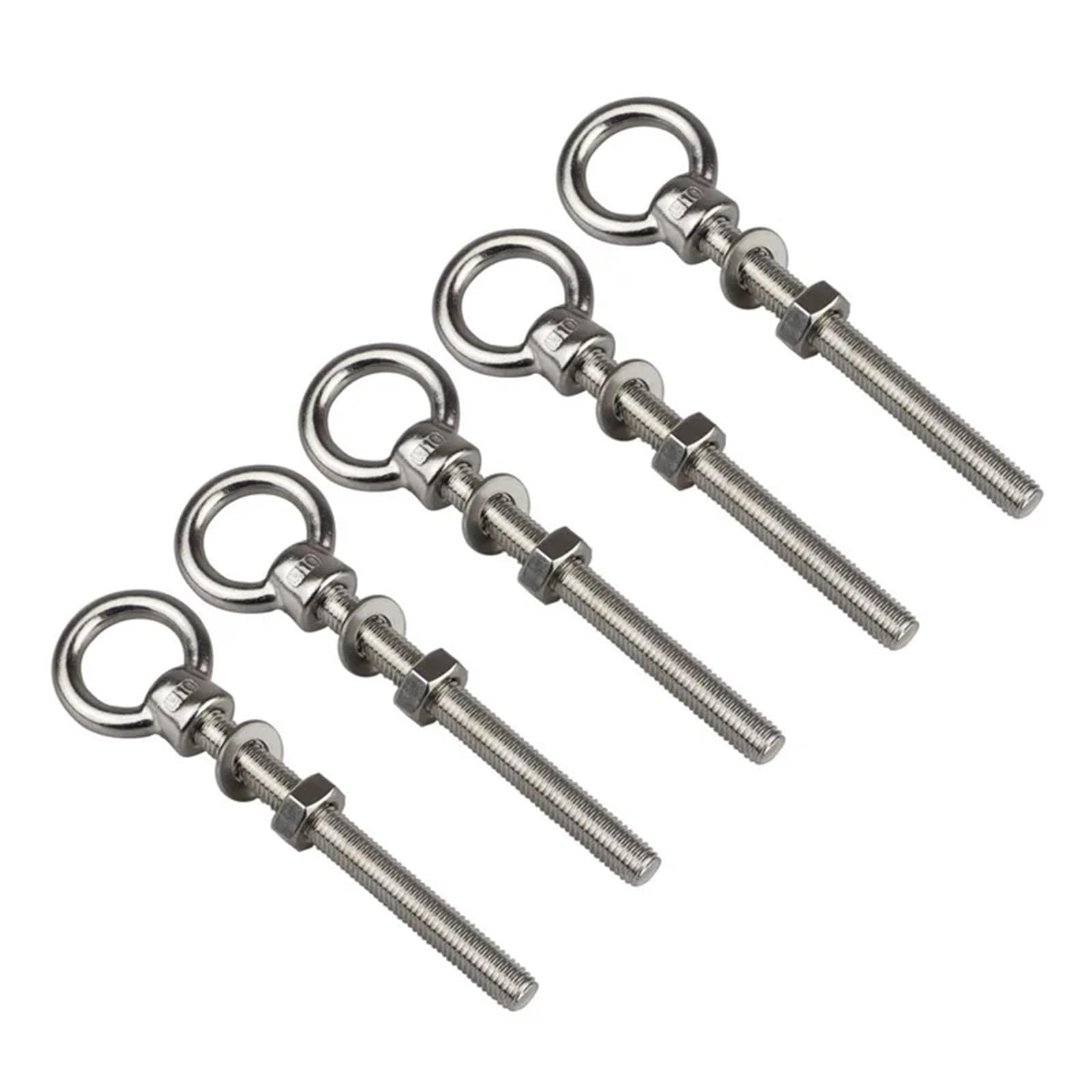 Cancamos Metalicos 5 pernos de ojo de elevación de hombro largo con orificio for anillo de tuerca, acero inoxidable 316, M6, M8, M10 y M12(M12X120)
