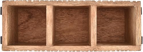 Miniatura 4 de NIRMAN Estante multiusos de madera de mango con 3 compartimentos para cubiertos, servilletas, tazas (11 x 4 x 4.5 pulgadas)