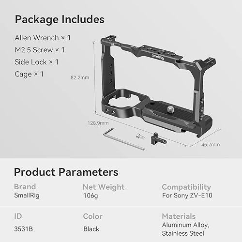 Miniatura 8 de SmallRig Jaula con placa de liberación rápida incorporada para Arca-Swiss y Cold Shoe para Sony ZV-E10-3531