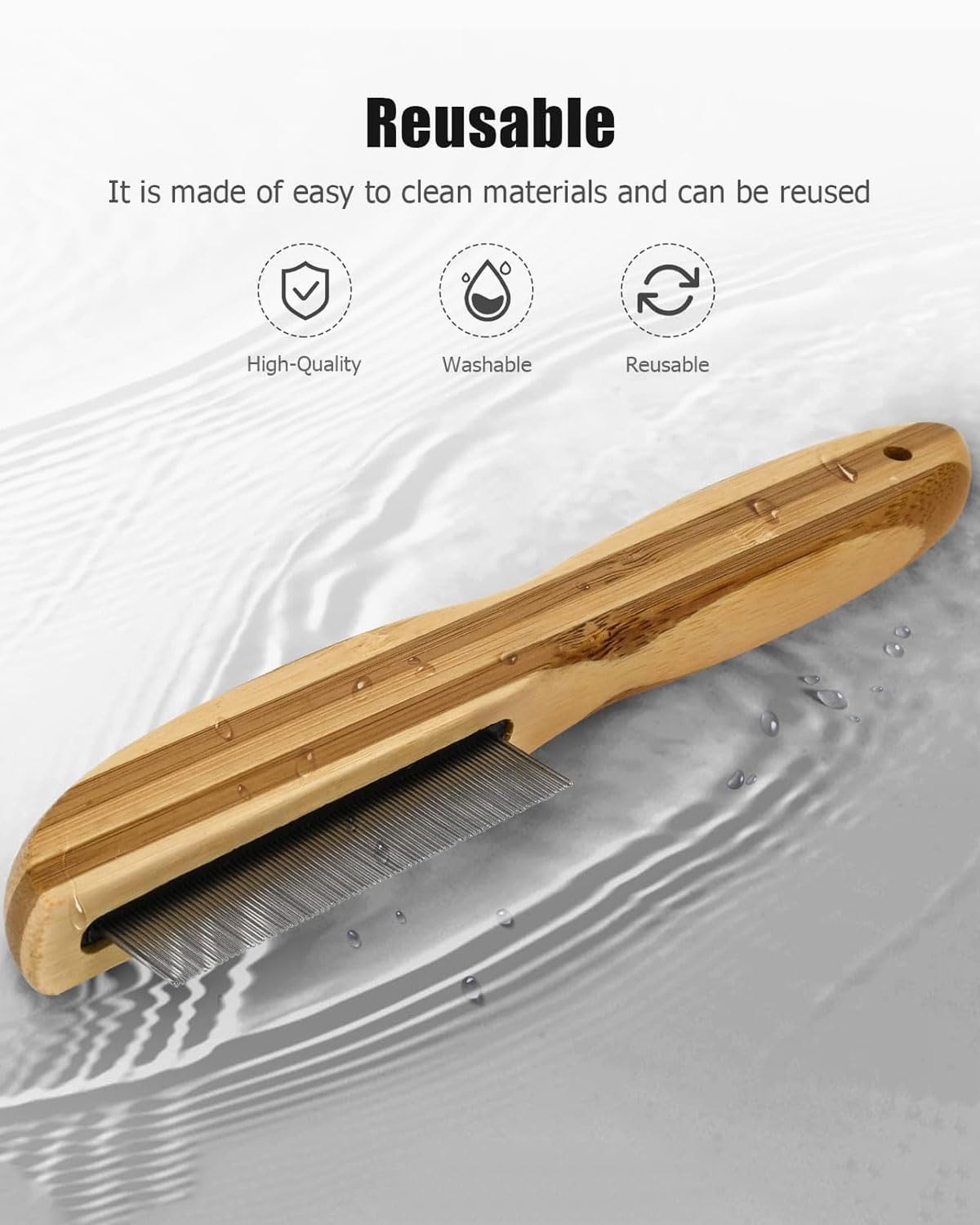 1 peigne à dents anti-pelliculaire avec manche en bois,peigne à dents ultra-fin avec acné en métal,peigne à puces multifonctionnel,peigne à tiques,peigne de soin pour adultes,chiens,chats