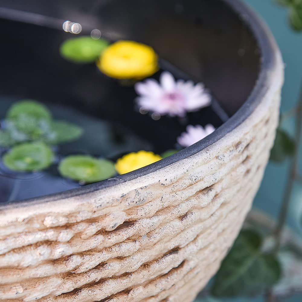 Sungmor 16 Inch Large Size Water Plant Pot, Miniature Landscaping Succulent Planter, Fish Bird Water Tank, Low & Small Fountain Base Pot, Marble Texture Touch Vegetable Pot, Outdoor Balcony Flowerpot