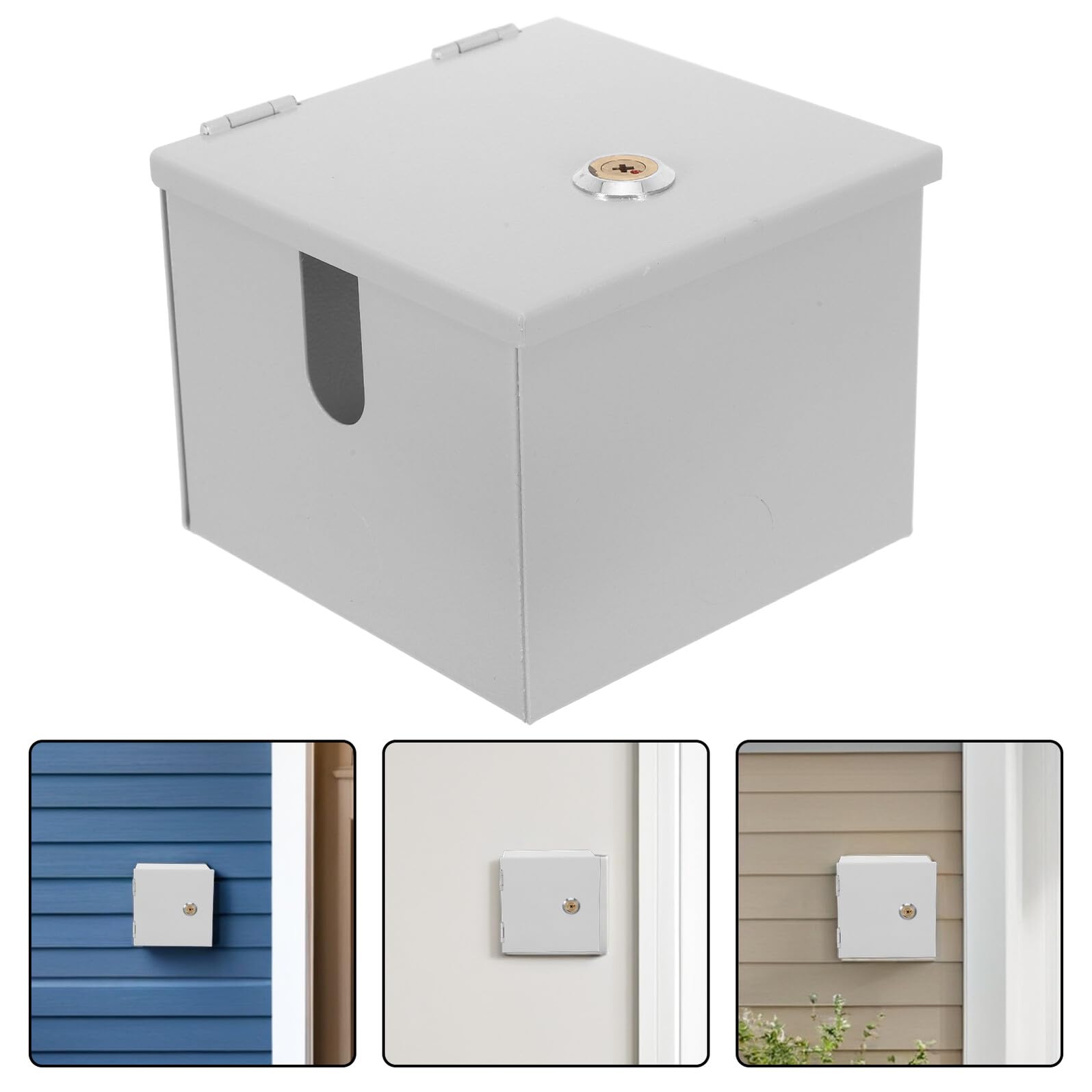 Copripresa Elettrico Esterno per Auto, Antifurto, Ferro Argento | Scatola di Presa Elettrica Esterna, Installazione Facile, Interruttore Integrato, per Giardino e Outdoor