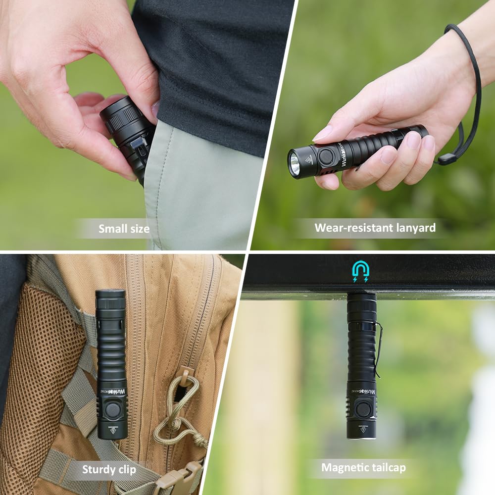 Wurkkos FC11C latarka LED, super jasna latarka LED, 1300 lumenów, światło 4000 K, 90CRI, 519 A, lampa koralik USB C, ładowalna latarka EDC, USB-C 5000 mAh