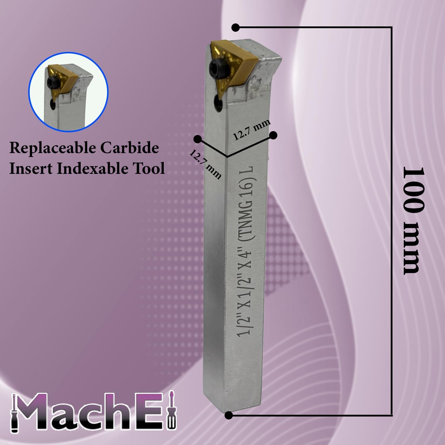 MachEl 4" (100mm) Large Diameter Fly Cutter with Carbide Indexable Tip – R8 Shank (7/16 UNF Drawbar)