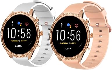 Amazon.com: Compatible con bandas Fossil Julianna, accesorios de repuesto  de silicona Blueshaw, correas de pulsera suave con hebilla de acero  inoxidable para reloj inteligente Fossil Julianna Hr Gen 5 (2 unidades),  color