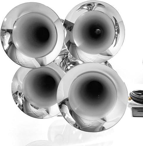 Miniatura 7 de Highsoar - Bocina de aire para camión de 12 V24 V, 150 db, 4 bocinas de trompeta, kit universal para coche, tren, barco