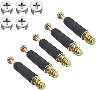 Eyech 50 Sets Furniture Connecting Cams Lock Fittings with Dowel, Cam Lock Nuts and Cam Screws Sets for Wardrobe Cabinet Drawer and Dresser