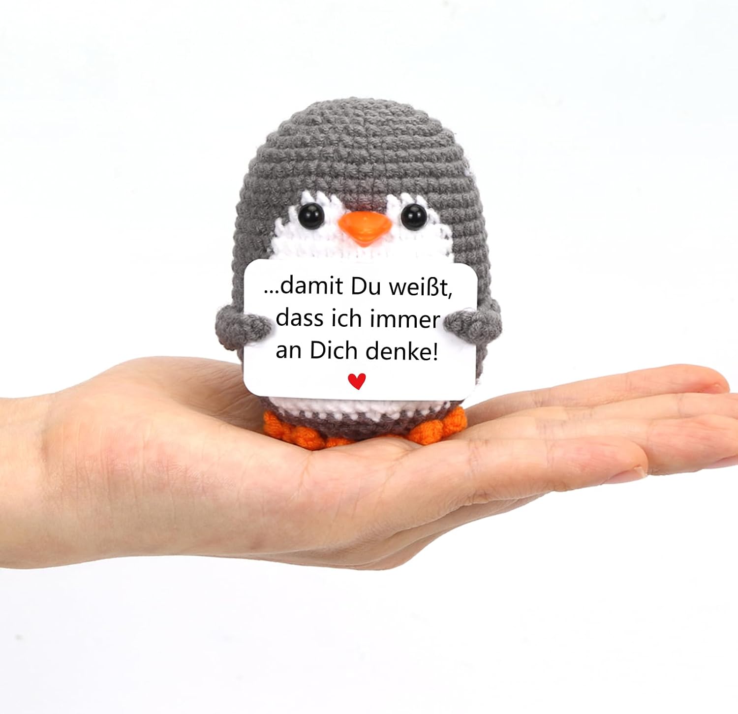 HUKUMA Positive Penguin I Love You Gifts, Pocket Hug Penguins, Knitted Penguin Doll, Partner Gift, Wedding Anniversary, Valentine's Day, Birthday for Him