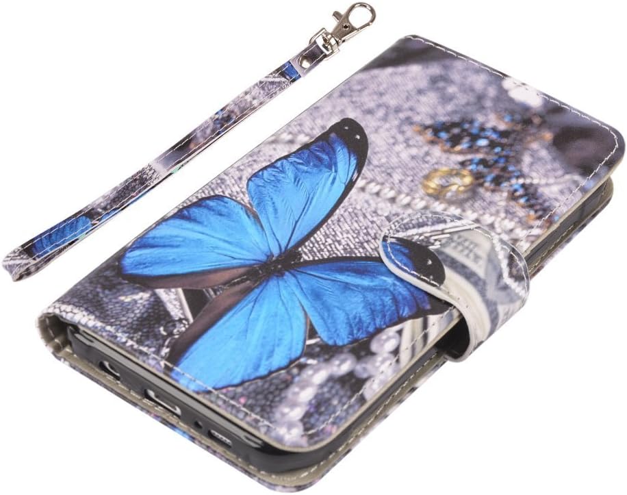 UrSpeedtekLive J3 2016 Case, Galaxy J3 V Case, Premium PU Leather Flip Wallet Case Cover with Card Slots & Stand for Samsung Galaxy J3 (2016),Blue Butterfly