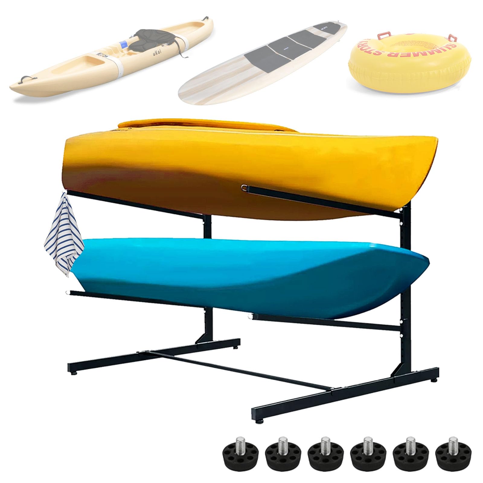Aisny Porta Kayak Autoportante, Porta Kayak per 2 Kayak Porta Kayak Autoportante Accessori per Kayak Porta Canoa Antipioggia e Antivento per Surfisti da Spiaggia