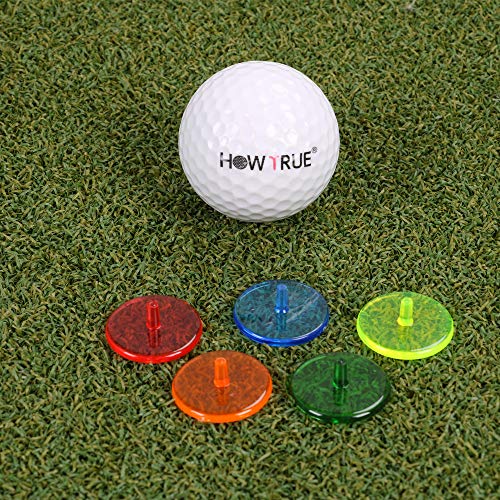 image for HOW TRUE 100 Pieces Plastic Transparent Golf Ball Position Marker Mixe
