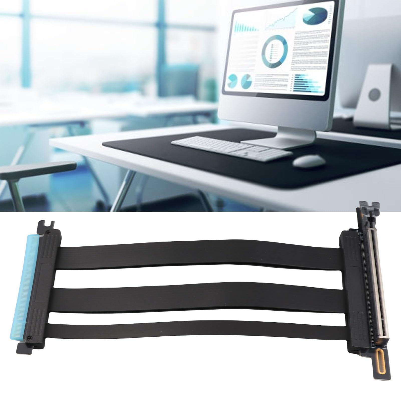 Gedourain Przedłużacz Karty Graficznej Pcie Gen5 X16 Wysoka prędkość Plug and Play dla Większości Podzespołów GPU i Płyty Głównej 20 Cm Dwurzędowa Płytka ABS Pod Kątem 90 Stopni do Komputerowej