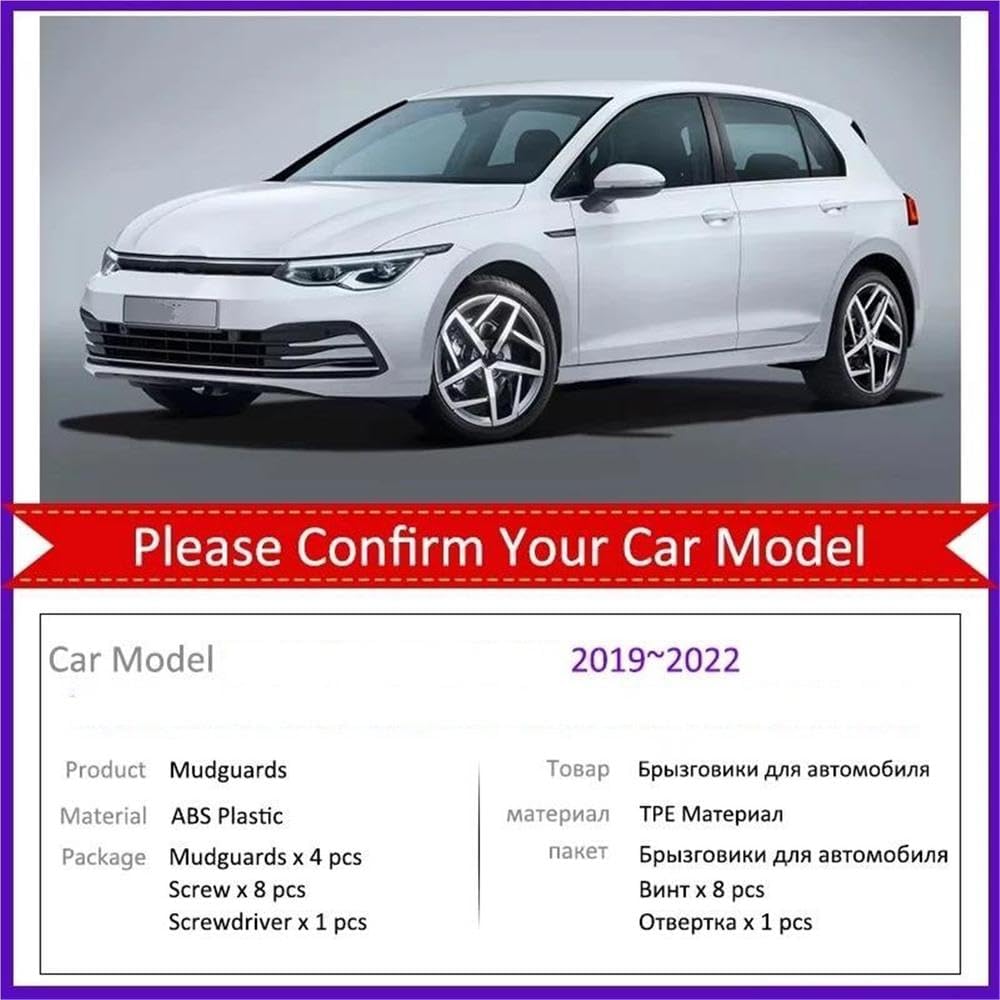 Auto Parts Car Mud Flaps for Golf 8 MK8 CD1 Accessories 2019~2024 Fenders Antifreeze Mudguard Splash Mudflaps Car Accessories