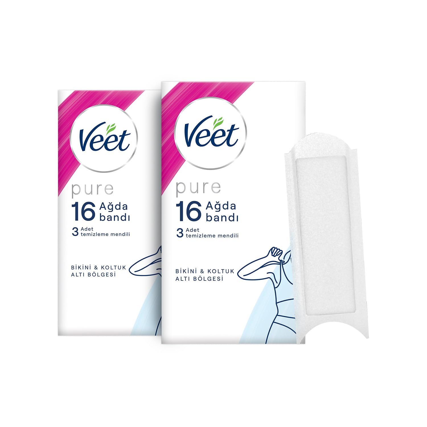 Veet Pure Hipoalerjenik Bikini & Koltuk Altı Ağda Bandı, (2 x 16 Adet)