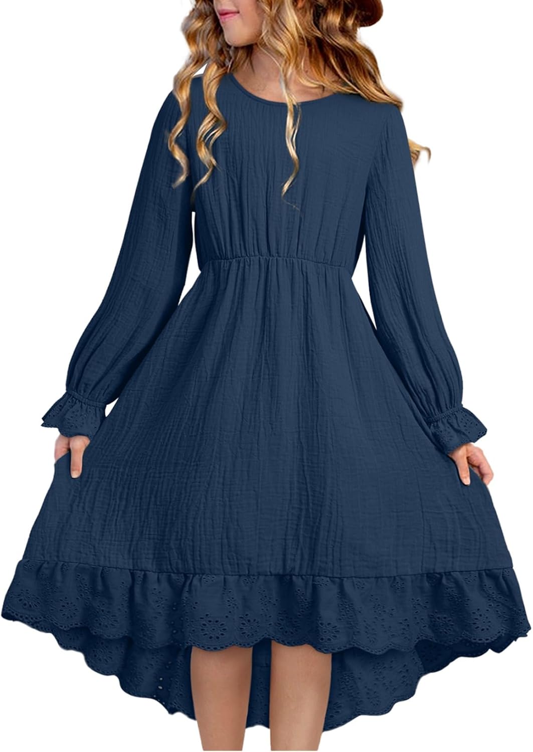 blibean Tween Girls Cotton Dresses High Low Hem Size 6-15 Years