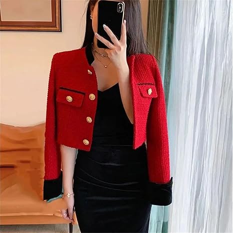 Court Manteau En Laine Unicolore Boutonnage Col Montant Manches Longues Femme élégant Vintage Décontracté Veste