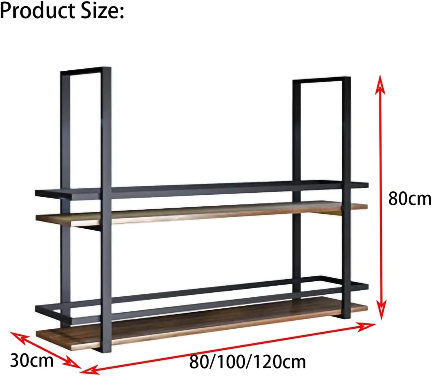 Solid Wood 2 Tier Ceiling Mounted Storage Rack with Guardrail, Bar/Kitchen Hanging Decorative Display Stand, Easy to Install (Black 120x30x80cm)
