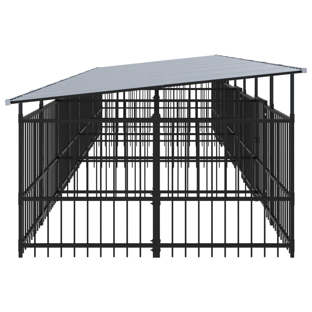 Perrera para perros de acero con recubrimiento en polvo con techo de 15,02 m², plegable y modular para cachorros y perros, protección segura y entrenamiento en el jardín o al aire libre