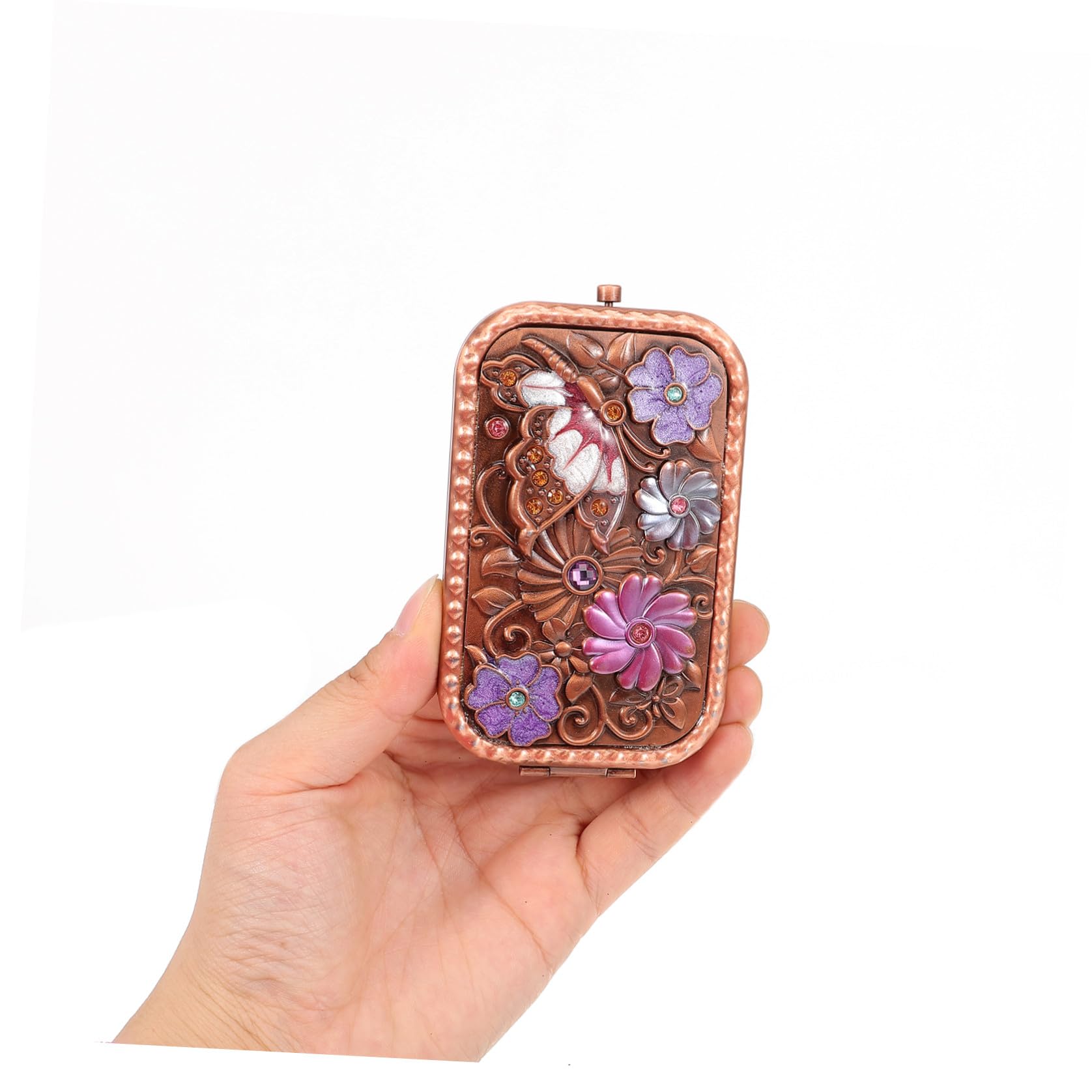 2pezzi Retro Pieghevole Bifacciale Portatile Accessorio Cosmetico Per e