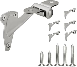 HOMOTEK 6 Pack Railing Stair Handrail Brackets for Handrail Indoor, 3" Hand Rail Brackets for Stair Railing with Screws, Stair Support for Home Buildings, Stairways Handrail, Zinc, Satin Nickel