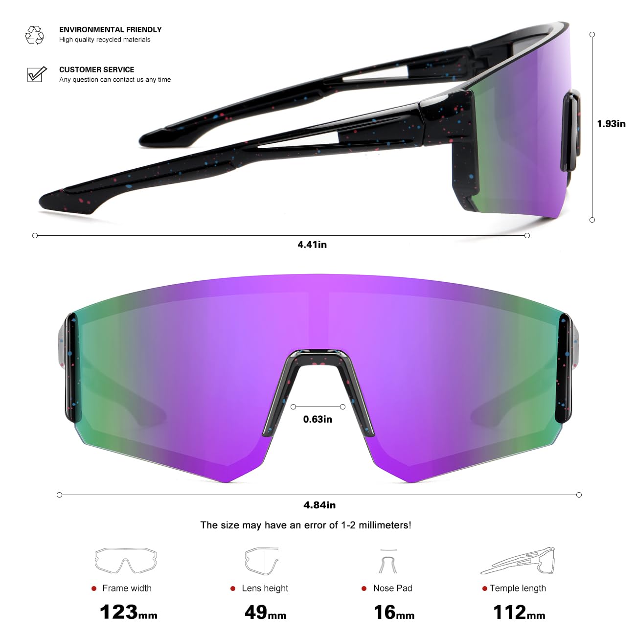 SEKKAF Gafas de sol de béisbol para niños y niñas de 6 a 12 años, sóftbol, ciclismo, deportes, montura ligera