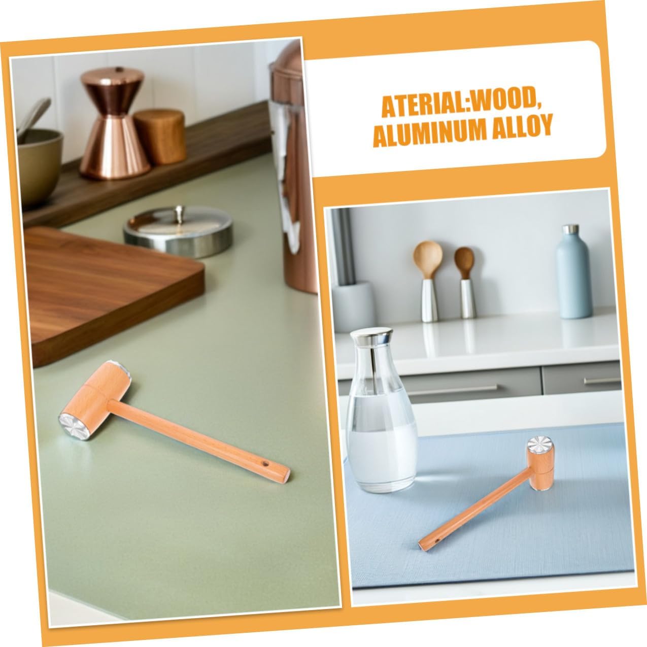 2pcs Dual-sided Meat Tenderizer Mallet Hammer, Beech Wood Kitchen Pounder Tool for Tenderizing Steak, Beef, Chicken, Sturdy Wooden Meat Hammer for Home Cooking