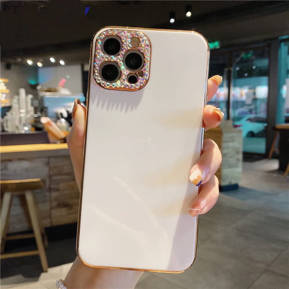 Placage carré de finition pour iPhone 8 Plus, coque souple haut de gamme effet diamant