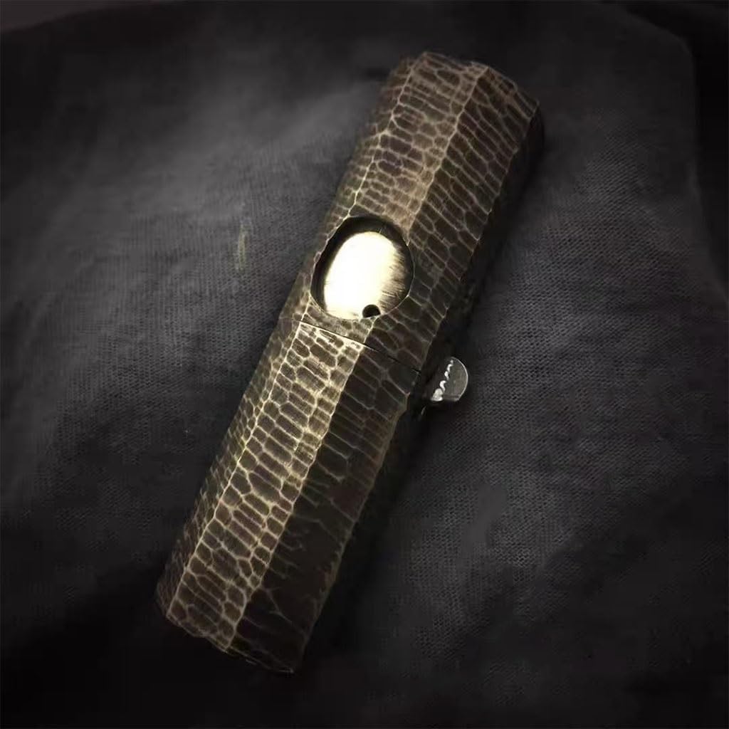 Handmade Octagonal Retro Brass Kerosene Lighter, Men's Old-Fashioned Trench Antique Lighter, Perfect Gift for Collection and Elders and Friends(C)