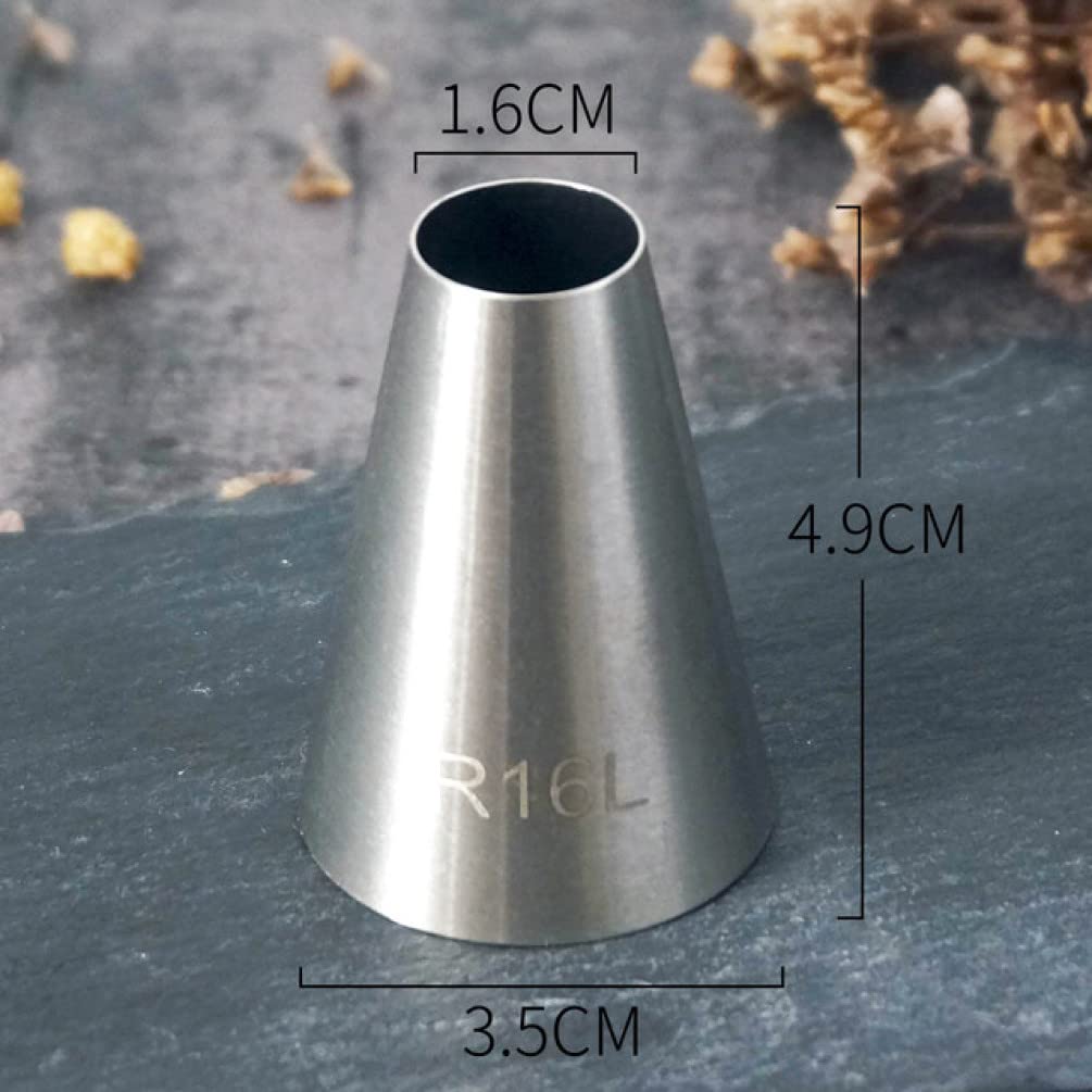 LYVQZPWLRdi grandi tubi, Beccucci for dolci R16l R18l R22l Beccuccio rotondo di grandi dimensioni for dolci, crema pasticcera, utensili for pasticceria, beccucci for glassa in acciaio inossidabile(R16