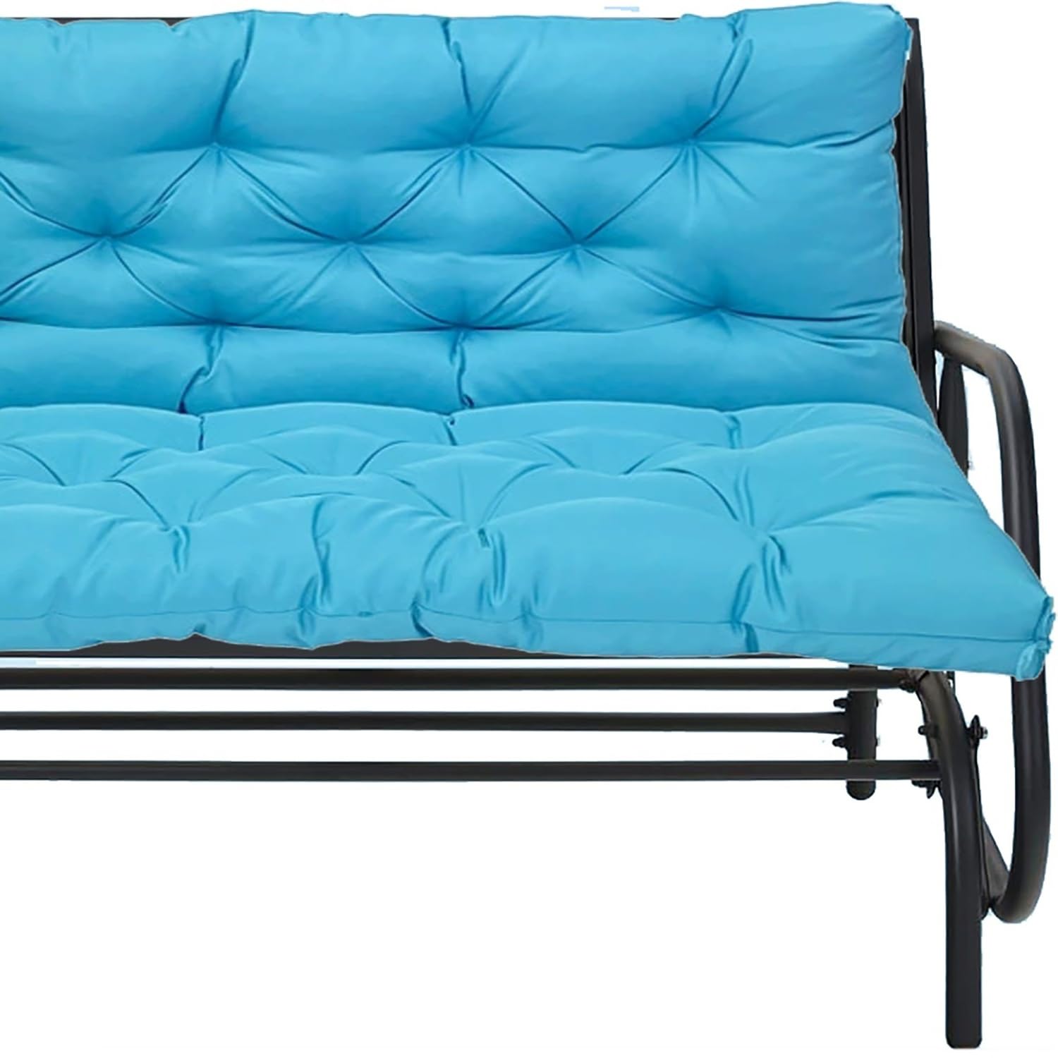 Cojín Waterproof para Banco de Jardín con Respaldo - 2-3 Piazze (120x100cm) - Incluye Correas Antideslizantes para Tumbonas y Columpios (Azul Claro)